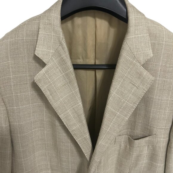 Mens Corneliani Flax Check Virgin Wool Button Jacket Italy Sport Coat Blazer 58R - Picture 4 of 6